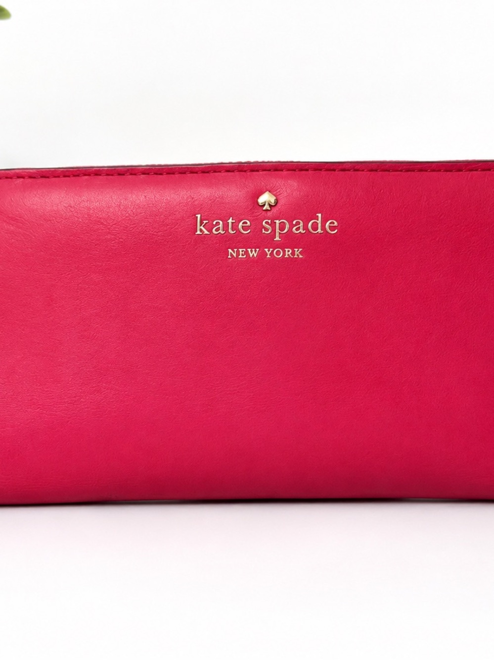 kate spade Pink Leather Zip Wallet with Gold Logo